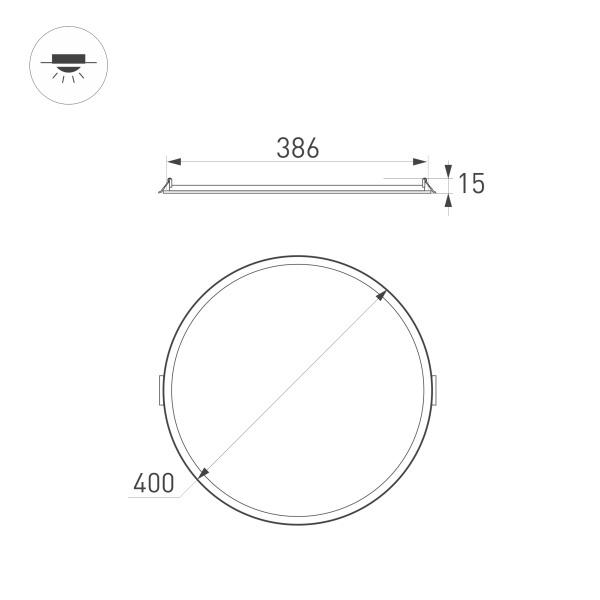 Встраиваемый светодиодный светильник Arlight DL-Edge-R400-34W Day4000 034724 Встраиваемый светодиодный светильник Arlight DL-Edge-R400-34W Day4000 034724
