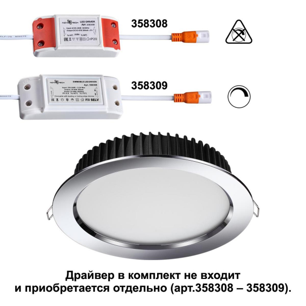 Встраиваемый светодиодный светильник Novotech Spot Drum 358305 Встраиваемый светодиодный светильник Novotech Spot Drum 358305