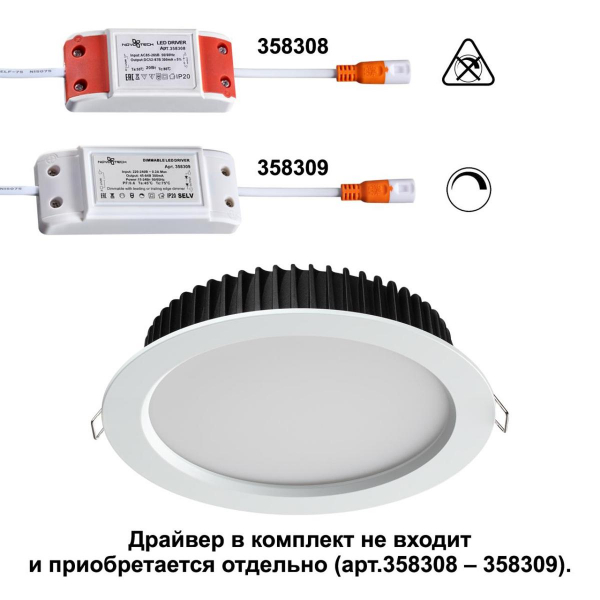 Встраиваемый светодиодный светильник Novotech Spot Drum 358306 Встраиваемый светодиодный светильник Novotech Spot Drum 358306