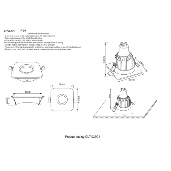 Встраиваемый светильник Crystal Lux CLT 033C1 BL Встраиваемый светильник Crystal Lux CLT 033C1 BL