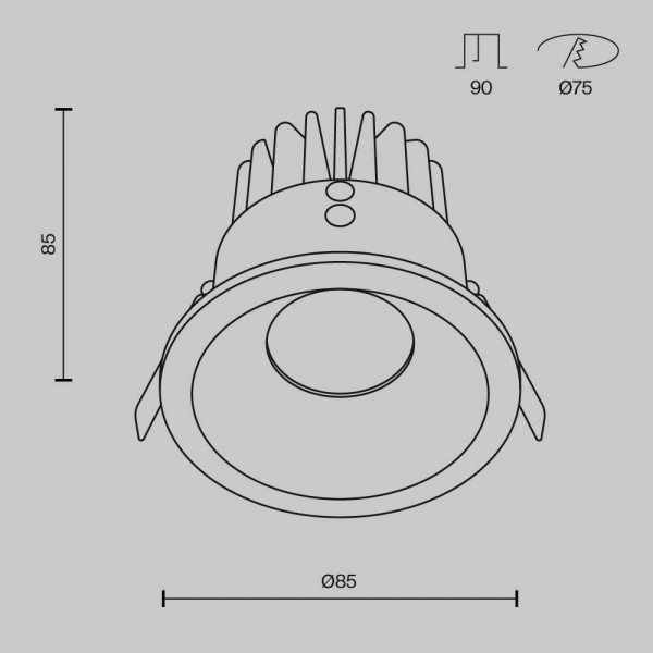 Встраиваемый светодиодный светильник Maytoni Technical Zoom DL034-L12W4K-B Встраиваемый светодиодный светильник Maytoni Technical Zoom DL034-L12W4K-B
