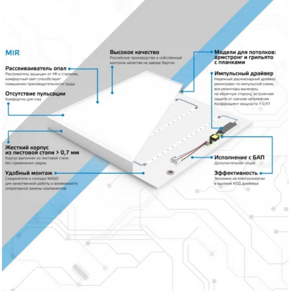 Потолочный светильник Gauss MiR Грильято опал G1-R3-00010-31A02-2003540 Потолочный светильник Gauss MiR Грильято опал G1-R3-00010-31A02-2003540