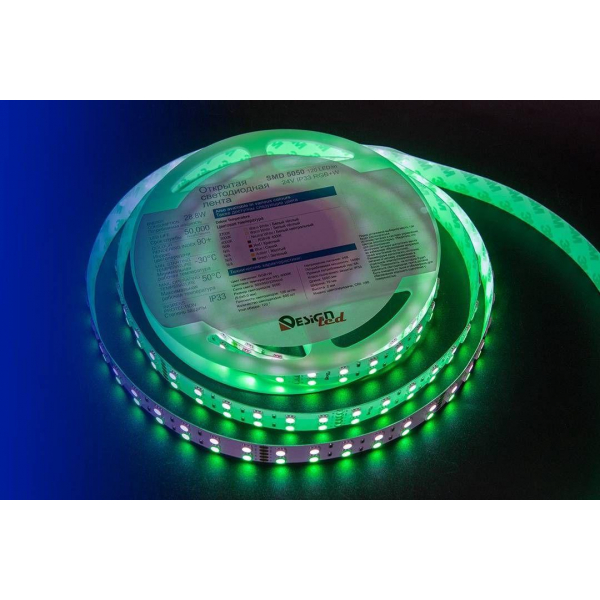 Светодиодная влагозащищенная лента DesignLed 28,8W/m 120LED/m 5050SMD разноцветный/холодный белый 5M 000514 Светодиодная влагозащищенная лента DesignLed 28,8W/m 120LED/m 5050SMD разноцветный/холодный белый 5M 000514