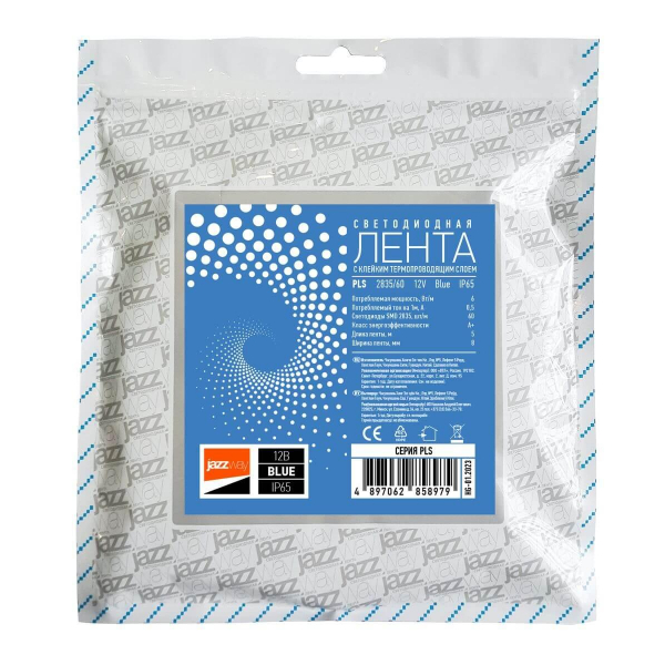 Светодиодная влагозащищенная лента Jazzway 6W/m 60Led/m 2835SMD синий 5M 2858979