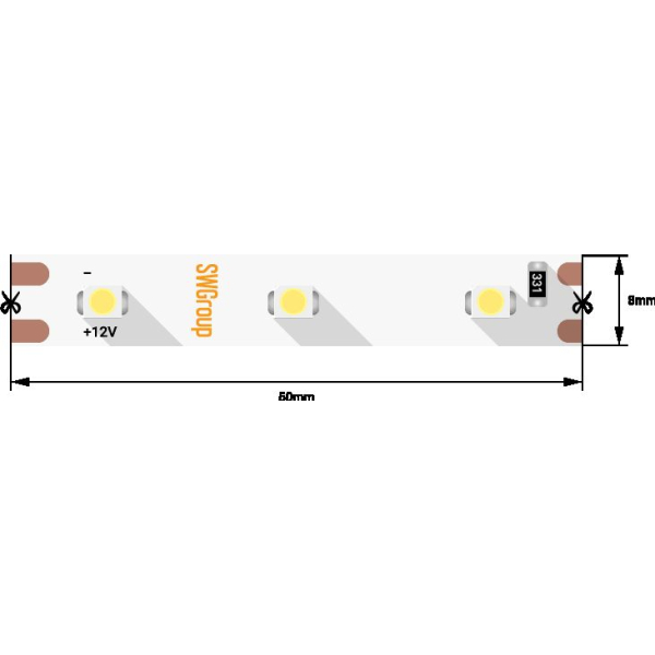 Светодиодная лента SWG 4,8W/m  60Led/m 3528SMD синий 5M SWG360-12-4.8-B-М 009469