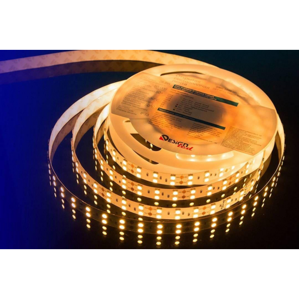 Светодиодная влагозащищенная лента DesignLed 28,8W/m 120LED/m 5050SMD теплый белый 5M 000523 Светодиодная влагозащищенная лента DesignLed 28,8W/m 120LED/m 5050SMD теплый белый 5M 000523