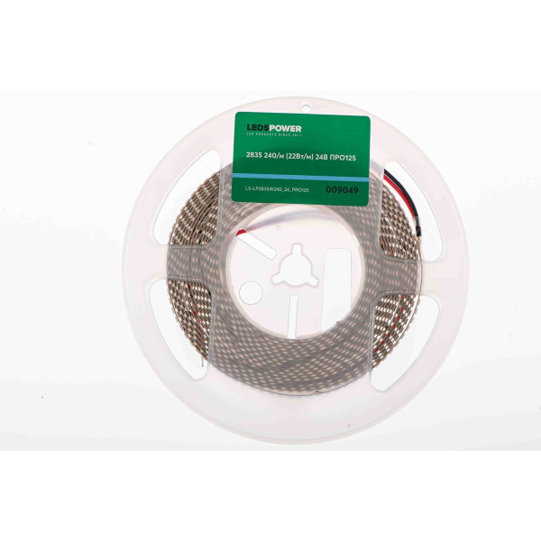 Светодиодная лента LEDS POWER 2835 240/м (22Вт/м) 24В холодная, серия ПРО125 009049 Светодиодная лента LEDS POWER 2835 240/м (22Вт/м) 24В холодная, серия ПРО125 009049