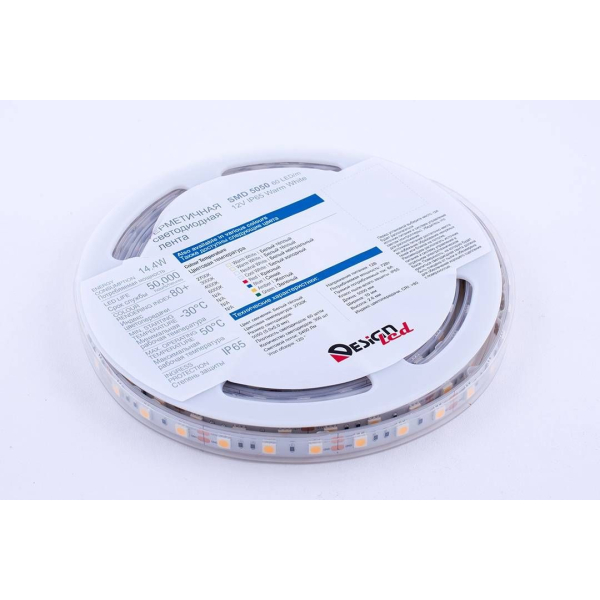 Светодиодная влагозащищенная лента DesignLed 14,4W/m 60LED/m 5050SMD теплый белый 5M 000519