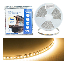 Светодиодная лента Feron 16W/m 180LED/m 2835SMD 3000К 30M LS502 53089