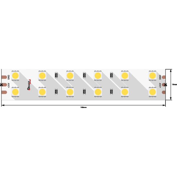 Светодиодная влагозащищенная лента DesignLed 28,8W/m 120LED/m 5050SMD теплый/холодный белый 5M 000515