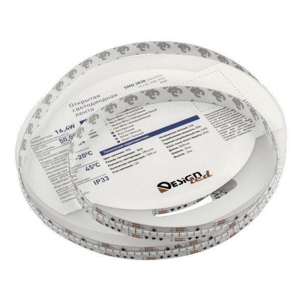 Светодиодная влагозащищенная лента DesignLed 16,4W/m 240LED/m 3838SMD разноцветный 5M 005762 Светодиодная влагозащищенная лента DesignLed 16,4W/m 240LED/m 3838SMD разноцветный 5M 005762