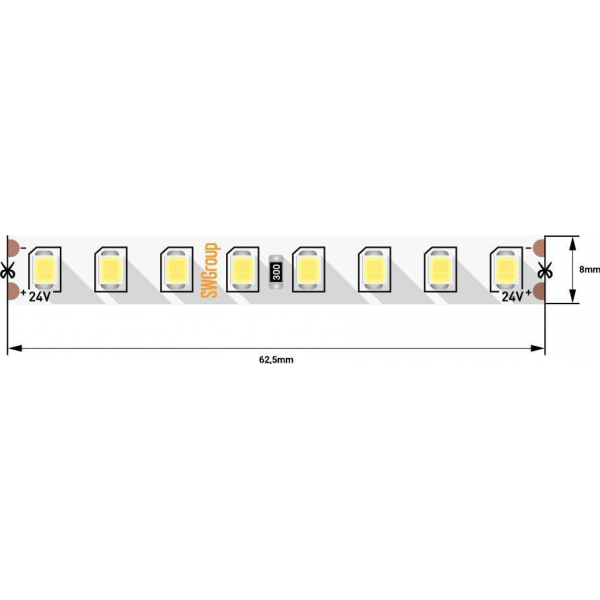 Светодиодная лента SWG 11,5W/m 128LED/m 2835SMD холодный белый 5M 003598 Светодиодная лента SWG 11,5W/m 128LED/m 2835SMD холодный белый 5M 003598