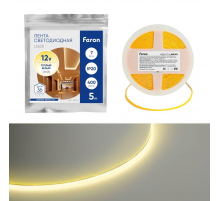 Светодиодная лента Feron 7W/m 400LED/m COB теплый белый 5М LS630 48947