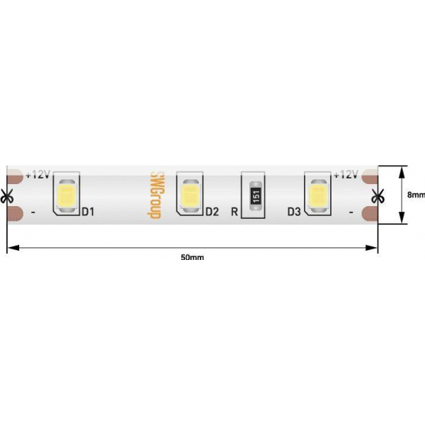 Светодиодная влагозащищенная лента SWG 4,8W/m 60LED/m 2835SMD холодный белый 5M 001682 Светодиодная влагозащищенная лента SWG 4,8W/m 60LED/m 2835SMD холодный белый 5M 001682