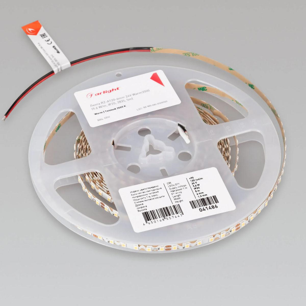Светодиодная лента Arlight 9,6W/m 120LED/m 2835SMD теплый белый RZ-A120-6mm 24V 041486 Светодиодная лента Arlight 9,6W/m 120LED/m 2835SMD теплый белый RZ-A120-6mm 24V 041486