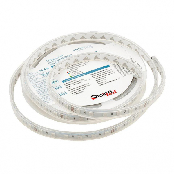 Светодиодная влагозащищенная лента DesignLed 14,4W/m 60LED/m 5050SMD разноцветный 5M 003351 Светодиодная влагозащищенная лента DesignLed 14,4W/m 60LED/m 5050SMD разноцветный 5M 003351