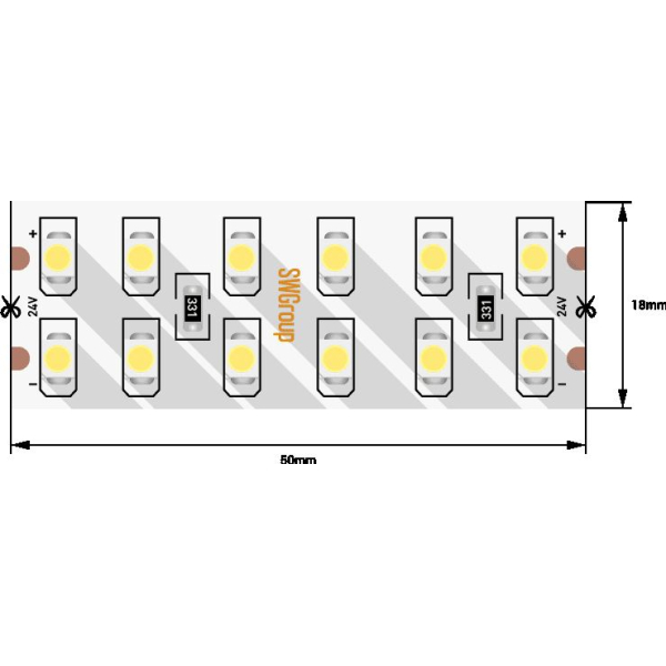 Светодиодная лента SWG 19,2W/m 240Led/m 3528SMD холодный белый 5M SWG3240-24-19.2-W-М 009249