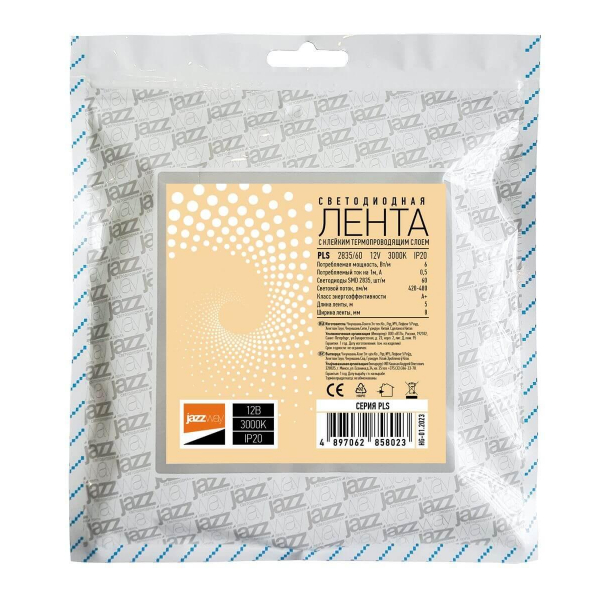 Светодиодная лента Jazzway 6W/m 60Led/m 2835SMD теплый белый 5M 2858023 Светодиодная лента Jazzway 6W/m 60Led/m 2835SMD теплый белый 5M 2858023