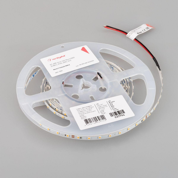 Светодиодная лента Arlight 5W/m 80LED/m 2835SMD теплый белый 5M RT-A80-5mm 24V Warm3000 037794 Светодиодная лента Arlight 5W/m 80LED/m 2835SMD теплый белый 5M RT-A80-5mm 24V Warm3000 037794
