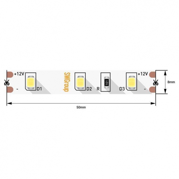 Светодиодная лента SWG 4,8W/m 60LED/m 2835SMD теплый белый 5M 007259 Светодиодная лента SWG 4,8W/m 60LED/m 2835SMD теплый белый 5M 007259