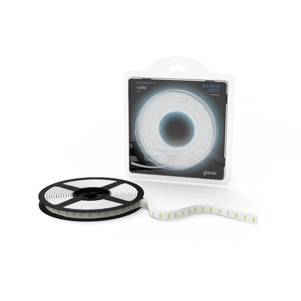 Светодиодная лента Gauss 6,5W/m 120LED/m 2835SMD холодный белый 5M 311000265 Светодиодная лента Gauss 6,5W/m 120LED/m 2835SMD холодный белый 5M 311000265