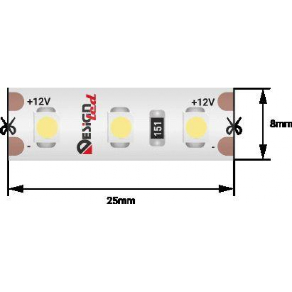 Светодиодная влагозащищенная лента DesignLed 9,6W/m 120LED/m 3528SMD холодный белый 5M 002765 Светодиодная влагозащищенная лента DesignLed 9,6W/m 120LED/m 3528SMD холодный белый 5M 002765