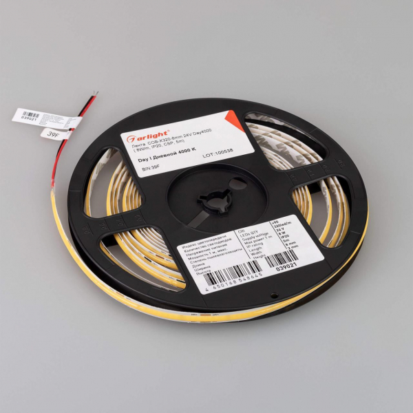 Светодиодная лента Arlight 8W/m 320LED/m COB дневной белый 5M 039021 Светодиодная лента Arlight 8W/m 320LED/m COB дневной белый 5M 039021
