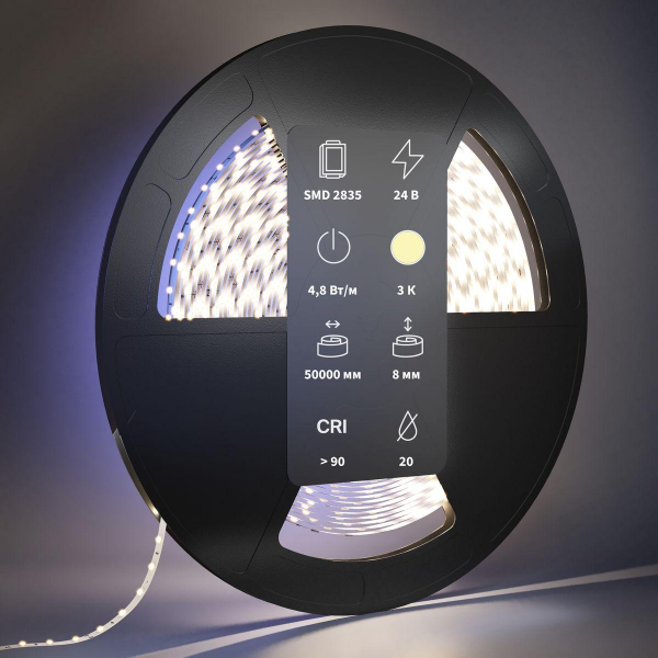 Светодиодная лента Maytoni 4,8W/m 60LED/m 2835SMD дневной белый 50M 201016 Светодиодная лента Maytoni 4,8W/m 60LED/m 2835SMD дневной белый 50M 201016