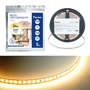 Светодиодная лента Feron 11W/m 120LED/m 2835SMD 3000К 5M свободный рез LS506 53057