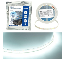 Светодиодная лента Feron 22W/m 240LED/m 2835SMD холодный белый 5М LS503 48831