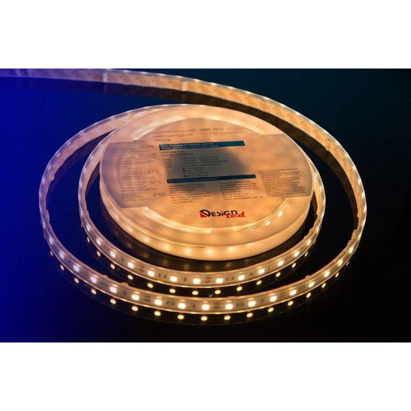 Светодиодная влагозащищенная лента DesignLed 14,4W/m 60LED/m 5050SMD теплый белый 5M 000519 Светодиодная влагозащищенная лента DesignLed 14,4W/m 60LED/m 5050SMD теплый белый 5M 000519