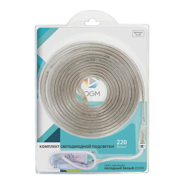 Светодиодная влагозащищенная лента OGM 4,8W/m 60LED/m 5050SMD холодный белый 5M SL-04 Светодиодная влагозащищенная лента OGM 4,8W/m 60LED/m 5050SMD холодный белый 5M SL-04