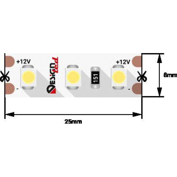Светодиодная влагозащищенная лента DesignLed 9,6W/m 120LED/m 3528SMD нейтральный белый 5M 001132 Светодиодная влагозащищенная лента DesignLed 9,6W/m 120LED/m 3528SMD нейтральный белый 5M 001132