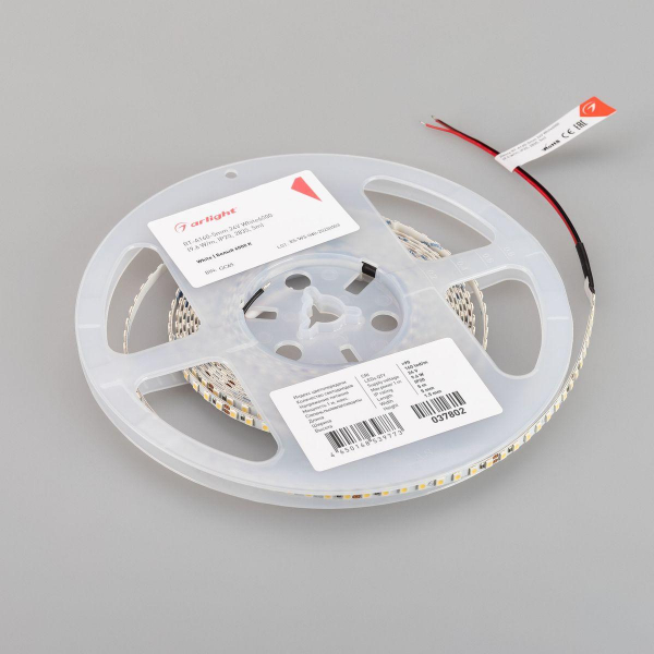 Светодиодная лента Arlight 9,6W/m 160LED/m 2835SMD холодный белый 5M RT-A160-5mm 24V White6000 037802 Светодиодная лента Arlight 9,6W/m 160LED/m 2835SMD холодный белый 5M RT-A160-5mm 24V White6000 037802