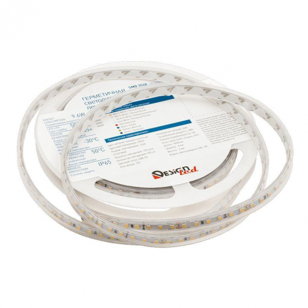 Светодиодная влагозащищенная лента DesignLed 9,6W/m 120LED/m 3528SMD нейтральный белый 5M 002766 Светодиодная влагозащищенная лента DesignLed 9,6W/m 120LED/m 3528SMD нейтральный белый 5M 002766
