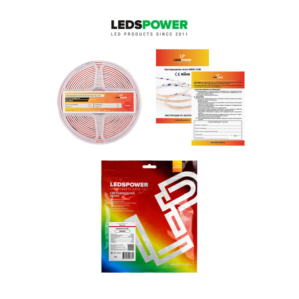 Светодиодная лента LEDS POWER NEW COB 256/м (11Вт/м) 24В красная 006345 Светодиодная лента LEDS POWER NEW COB 256/м (11Вт/м) 24В красная 006345