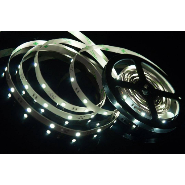 Светодиодная лента SWG 7,2W/m  30Led/m 5050SMD холодный белый 5M SWG530-12-7.2-W-М 009261
