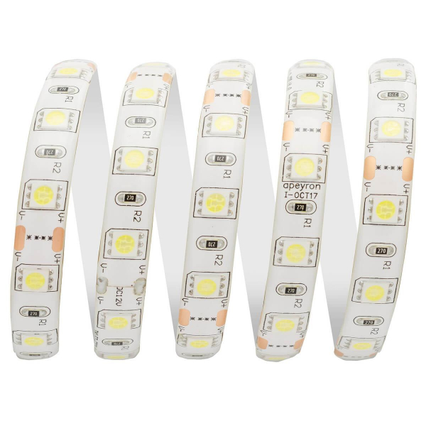Светодиодная влагозащищенная лента Apeyron 14,4W/m 60Led/m 5050SMD холодный белый 1M 259BL Светодиодная влагозащищенная лента Apeyron 14,4W/m 60Led/m 5050SMD холодный белый 1M 259BL