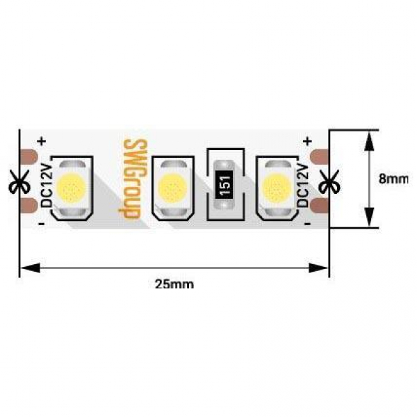 Светодиодная лента SWG 9,6W/m 120LED/m 3528SMD теплый белый 5M 007258 Светодиодная лента SWG 9,6W/m 120LED/m 3528SMD теплый белый 5M 007258