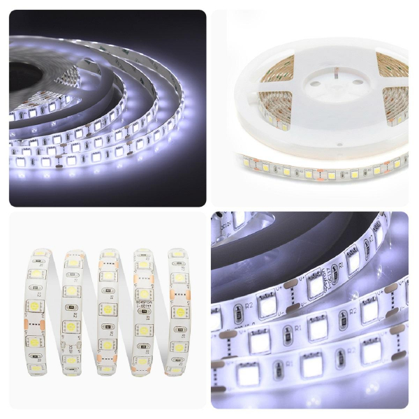 Светодиодная влагозащищенная лента Apeyron 14,4W/m 60LED/m 5050SMD холодный белый 5M 00-10 Светодиодная влагозащищенная лента Apeyron 14,4W/m 60LED/m 5050SMD холодный белый 5M 00-10