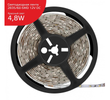 Светодиодная влагозащищенная лента Gauss 4,8W/m 60LED/m 2835SMD красный 5M 356000705
