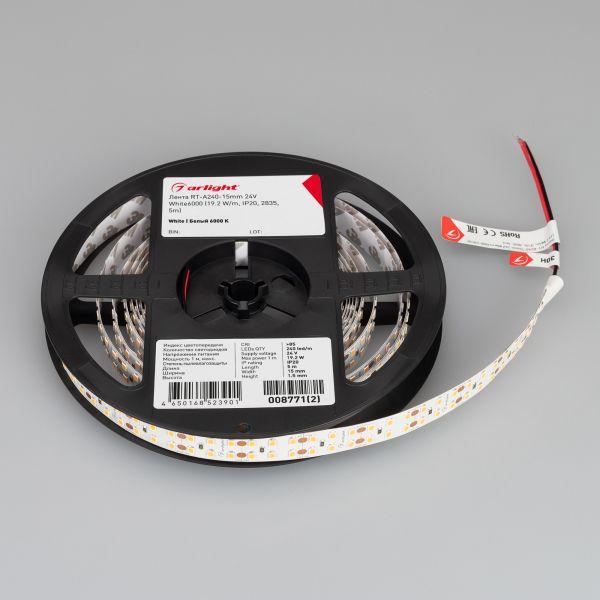Светодиодная лента Arlight 19,2W/m 240LED/m 2835SMD холодный белый 5M 008771(2) Светодиодная лента Arlight 19,2W/m 240LED/m 2835SMD холодный белый 5M 008771(2)