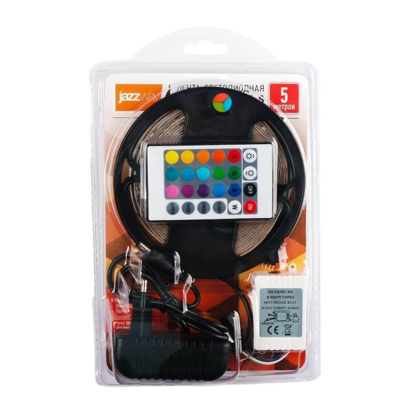 Светодиодная влагозащищенная лента Jazzway 4W/m 54Led/m 2835SMD разноцветная 5M 5034754 Светодиодная влагозащищенная лента Jazzway 4W/m 54Led/m 2835SMD разноцветная 5M 5034754