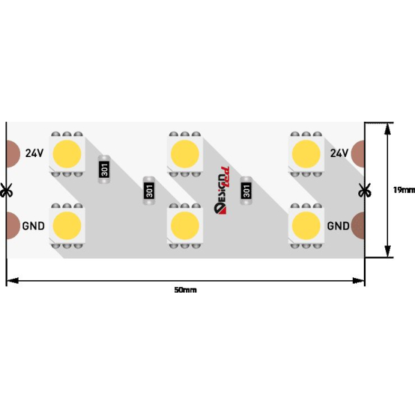 Светодиодная влагозащищенная лента DesignLed 28,8W/m 120LED/m 5050SMD теплый белый 5M 000523