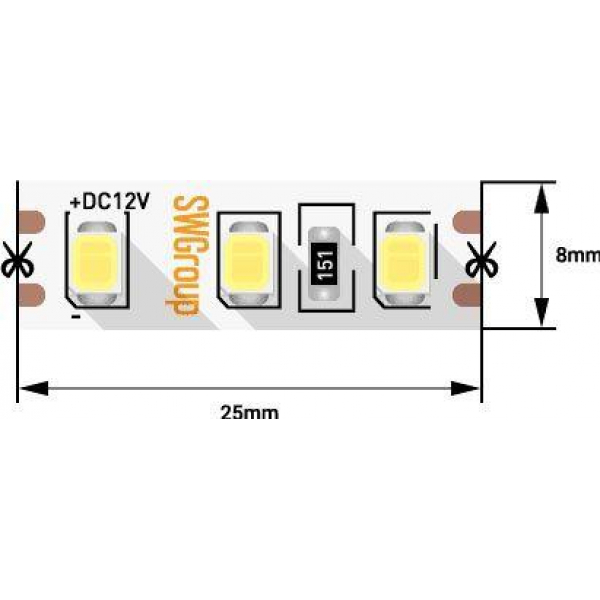 Светодиодная лента SWG 9,6W/m 120LED/m 2835SMD теплый белый 5M 007262 Светодиодная лента SWG 9,6W/m 120LED/m 2835SMD теплый белый 5M 007262