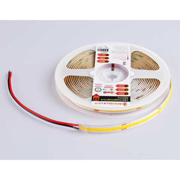 Светодиодная лента Ambrella Light GS4751 COB 528Led/14W m/ 24V IP20 3000K/ 5m*10mm*2mm (2 конт.) GS4751 Светодиодная лента Ambrella Light GS4751 COB 528Led/14W m/ 24V IP20 3000K/ 5m*10mm*2mm (2 конт.) GS4751