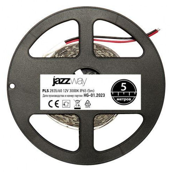 Светодиодная влагозащищенная лента Jazzway 6W/m 60Led/m 2835SMD теплый белый 5M 2859037