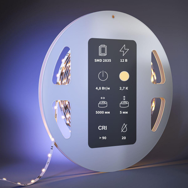 Светодиодная лента Maytoni 4,8W/m 60LED/m 2835SMD теплый белый 5M 201102 Светодиодная лента Maytoni 4,8W/m 60LED/m 2835SMD теплый белый 5M 201102