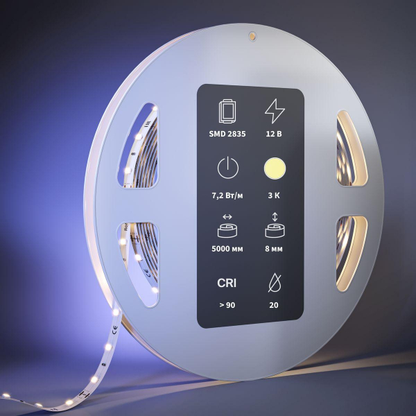 Светодиодная лента Maytoni 7,2W/m 60LED/m 2835SMD теплый белый 5M 201017 Светодиодная лента Maytoni 7,2W/m 60LED/m 2835SMD теплый белый 5M 201017