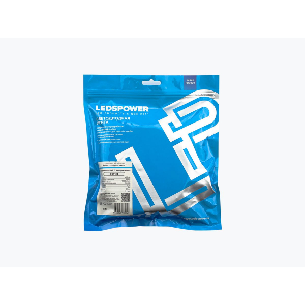 Светодиодная лента LEDS POWER четырехрядная 2835 448/м (47Вт/м) 24В холодная, серия ПРО200 009124 Светодиодная лента LEDS POWER четырехрядная 2835 448/м (47Вт/м) 24В холодная, серия ПРО200 009124